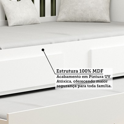 Cama Infantil Bicama Maria 2 Gavetas 100% Mdf Branco - Móveis Peroba