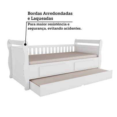 Cama Infantil Bicama Maria 2 Gavetas 100% Mdf Branco - Móveis Peroba