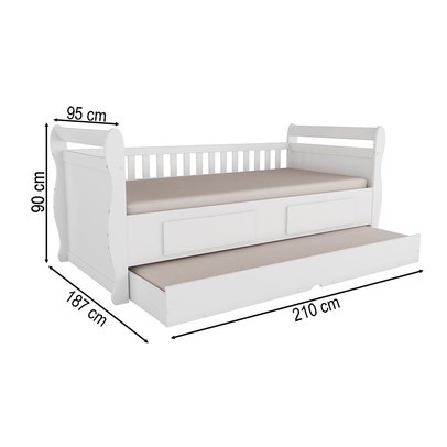 Cama Infantil Bicama Maria 2 Gavetas 100% Mdf Branco - Móveis Peroba