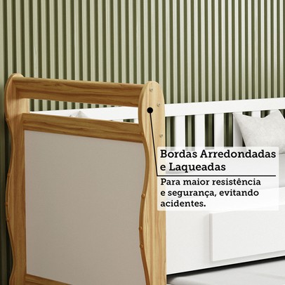 Cama Infantil Bicama Maria 2 Gavetas 100% Mdf Branco Brilho/Amêndoa - Móveis Peroba