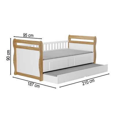 Cama Infantil Bicama Maria 2 Gavetas 100% Mdf Branco Brilho/Amêndoa - Móveis Peroba