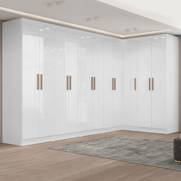 Guarda-Roupa Casal Modulado Paris 11 Portas 4 Gavetas Branco - Maxel