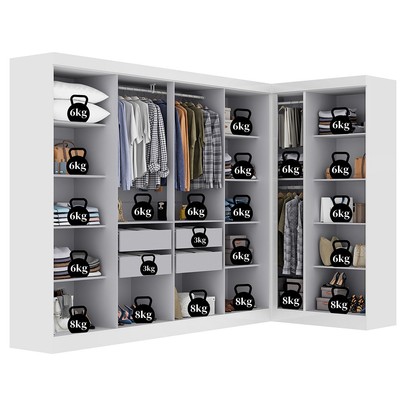 Guarda-Roupa Casal Modulado Paris 11 Portas 4 Gavetas Branco - Maxel