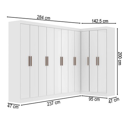 Guarda-Roupa Casal Modulado Paris 11 Portas 4 Gavetas Branco - Maxel