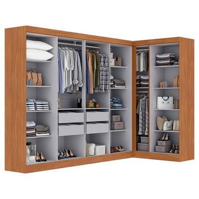Guarda-Roupa Casal Modulado Paris 11 Portas 4 Gavetas Cinamomo/Off White - Maxel