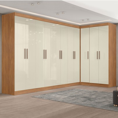 Guarda-Roupa Casal Modulado Paris 11 Portas 4 Gavetas Cinamomo/Off White - Maxel