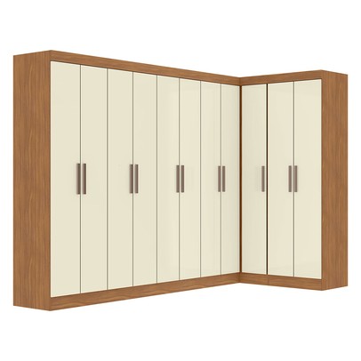 Guarda-Roupa Casal Modulado Paris 11 Portas 4 Gavetas Cinamomo/Off White - Maxel