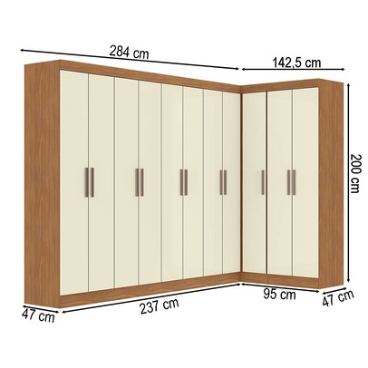 Guarda-Roupa Casal Modulado Paris 11 Portas 4 Gavetas Cinamomo/Off White - Maxel