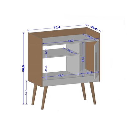 Aparador Café Visella 1 Porta 1 Prateleira Naturalle/Off White - Pnr Móveis