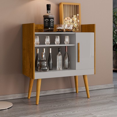 Aparador Café Visella 1 Porta 1 Prateleira Naturalle/Off White - Pnr Móveis