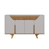 Balcão Buffet Emerald 4 Portas Ripado Off White/Cinamomo - Pnr Móveis