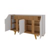 Balcão Buffet Emerald 4 Portas Ripado Off White/Cinamomo - Pnr Móveis