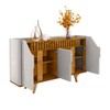 Balcão Buffet Emerald 4 Portas Ripado Off White/Naturalle - Pnr Móveis