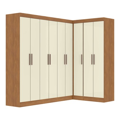 Guarda-Roupa Casal Modulado Paris 9 Portas 2 Gavetas Cinamomo/Off - Maxel