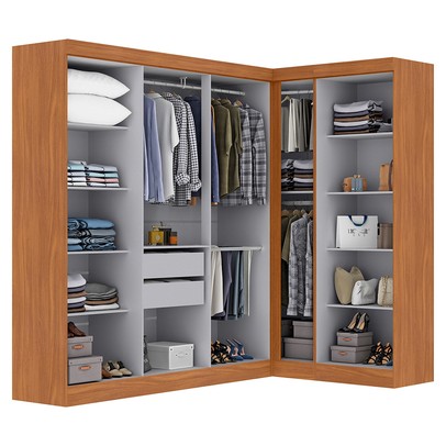 Guarda-Roupa Casal Modulado Paris 9 Portas 2 Gavetas Cinamomo/Off - Maxel