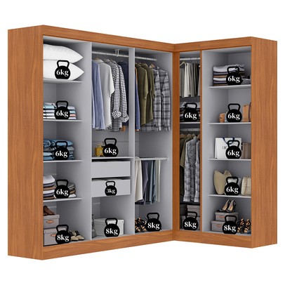 Guarda-Roupa Casal Modulado Paris 9 Portas 2 Gavetas Cinamomo/Off - Maxel