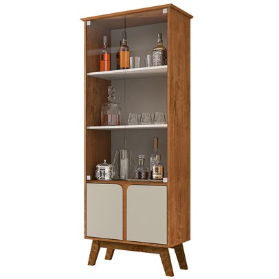 Cristaleira Beverly 4 Portas com Vidro Naturalle/Off White - Pnr Móveis