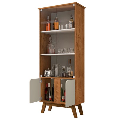 Cristaleira Beverly 4 Portas com Vidro Naturalle/Off White - Pnr Móveis