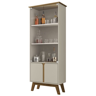 Cristaleira Beverly 4 Portas Off-White/Cinamomo - Pnr Móveis