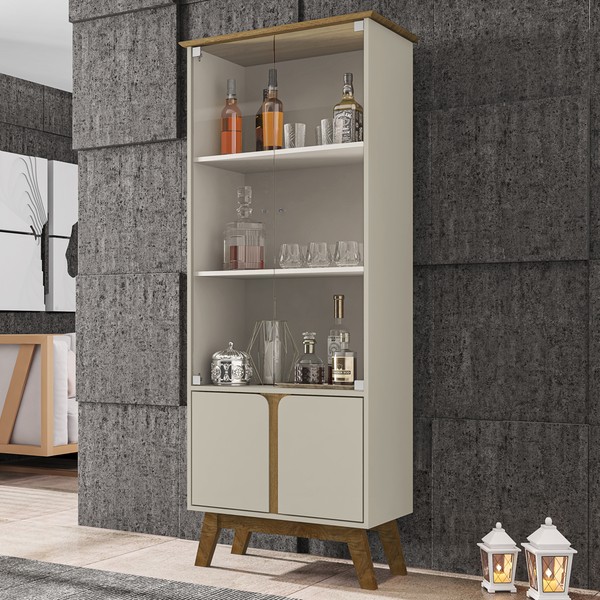 Cristaleira Beverly 4 Portas Off-White/Cinamomo - Pnr Móveis