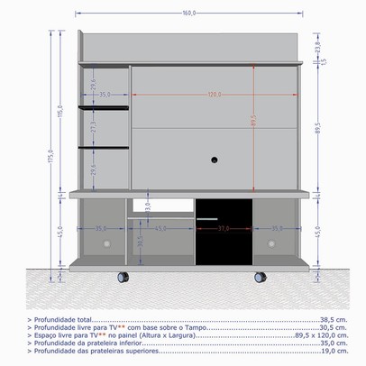 Estante para TV Até 47 Polegadas 1 Porta Velletri Cinamomo/Off White - Pnr Móveis