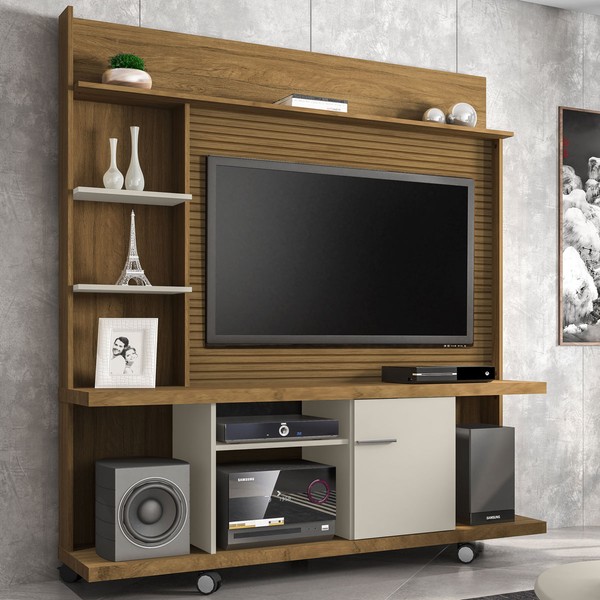 Estante para TV Até 47 Polegadas 1 Porta Velletri Cinamomo/Off White - Pnr Móveis