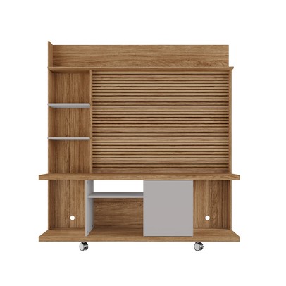 Estante para TV Até 47 Polegadas 1 Porta Velletri Ripado 3d Off White/Cinamomo - Pnr Móveis