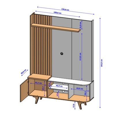 Estante para TV Até 55 Polegadas Colline 1 Porta Cinamomo/Off White - Pnr Móveis