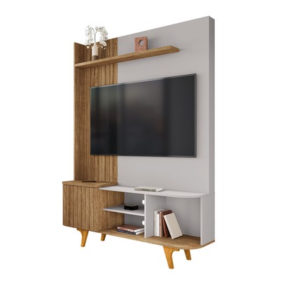 Estante para TV Até 55 Polegadas Colline 1 Porta Cinamomo/Off White - Pnr Móveis
