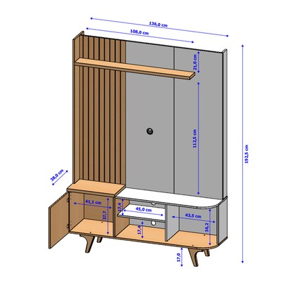 Estante para TV Até 55 Polegadas Colline 1 Porta Naturalle/Off White - Pnr Móveis