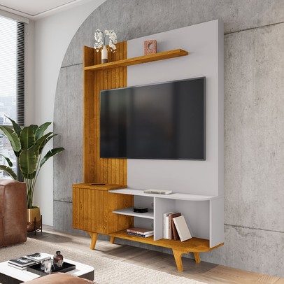 Estante para TV Até 55 Polegadas Colline 1 Porta Naturalle/Off White - Pnr Móveis