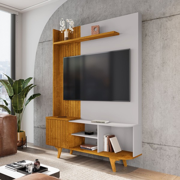 Estante para TV Até 55 Polegadas Colline 1 Porta Naturalle/Off White - Pnr Móveis