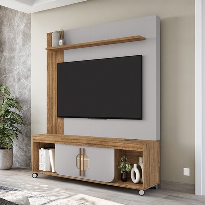 Estante para TV Até 65 Polegadas Franzoni 2 Portas Cinamomo/Off White - Pnr Móveis