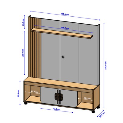 Estante para TV Até 65 Polegadas Franzoni 2 Portas Cinamomo/Off White - Pnr Móveis