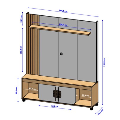 Estante para TV Até 65 Polegadas Franzoni 2 Portas Naturalle/Off White - Pnr Móveis