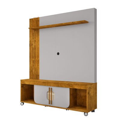 Estante para TV Até 65 Polegadas Franzoni 2 Portas Naturalle/Off White - Pnr Móveis