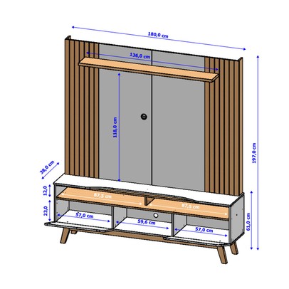 Estante para TV Até 75 Polegadas Lune 2 Portas Cinamomo/Off White - Pnr Móveis