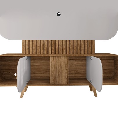 Estante para TV Até 75 Polegadas Andros 2 Portas Cinamomo/Off White - Pnr Móveis