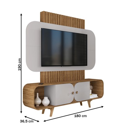 Estante para TV Até 75 Polegadas Andros 2 Portas Cinamomo/Off White - Pnr Móveis