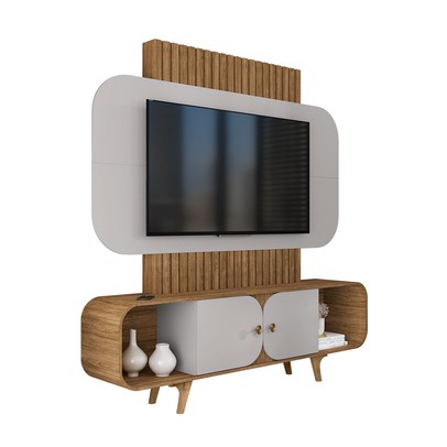 Estante para TV Até 75 Polegadas Andros 2 Portas Cinamomo/Off White - Pnr Móveis