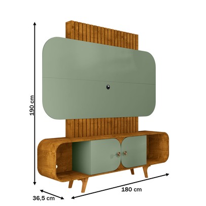 Estante para TV Até 75 Polegadas Andros 2 Portas Naturalle/Pistache - Pnr Móveis