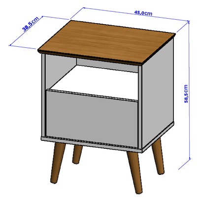 Mesa de Cabeceira Alfama 1 Gaveta Cinamomo/Off White - Pnr Móveis