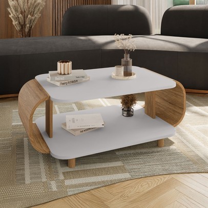 Mesa de Centro Alpine Off White/Cinamomo - Pnr Móveis