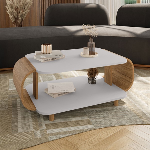 Mesa de Centro Alpine Off White/Cinamomo - Pnr Móveis