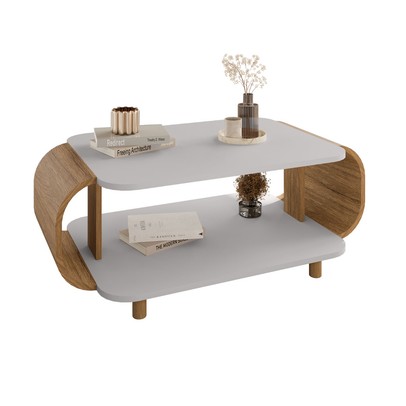 Mesa de Centro Alpine Off White/Cinamomo - Pnr Móveis