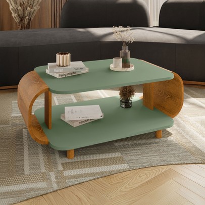 Mesa de Centro Alpine Pistache/Naturalle - Pnr Móveis