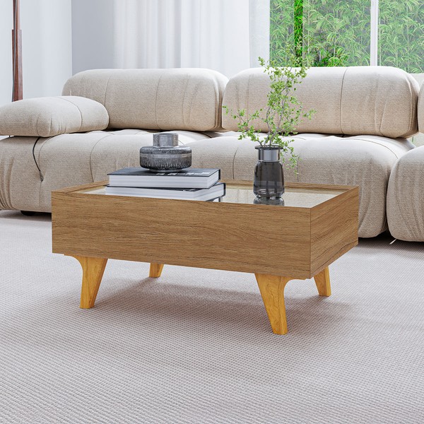 Mesa de Centro Camille 1 Gaveta com Espelho Cinamomo - Pnr Móveis