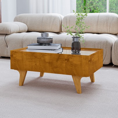 Mesa de Centro Camille 1 Gaveta com Espelho Naturalle - Pnr Móveis