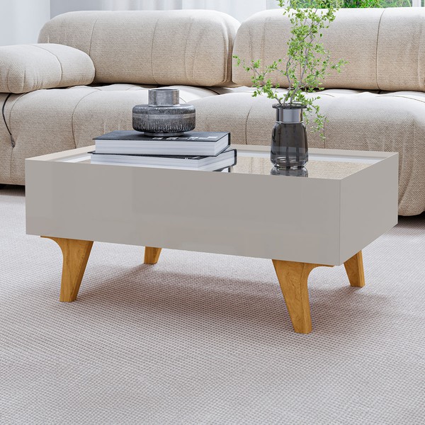 Mesa de Centro Camille 1 Gaveta com Espelho Off White - Pnr Móveis