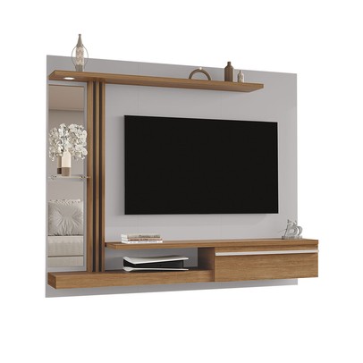 Painel para TV Até 55 Polegadas Volga 1 Porta com Led Naturalle/Off White - Pnr Móveis